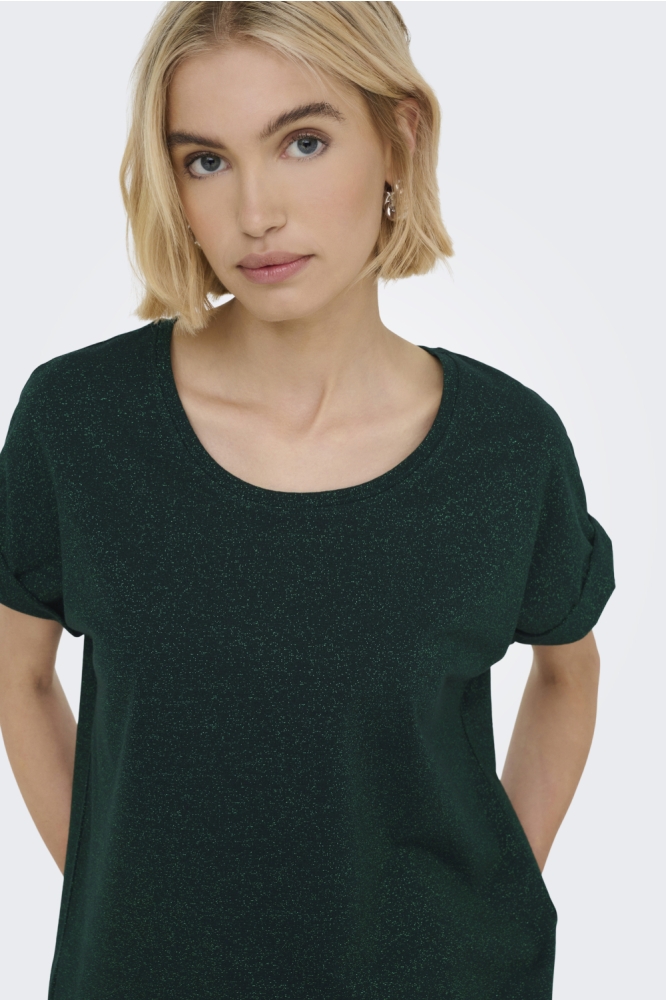 ONLMOSTER GLITTER S/S TOP NOOS JRS 15356991 SCARAB/SCARAB LUR